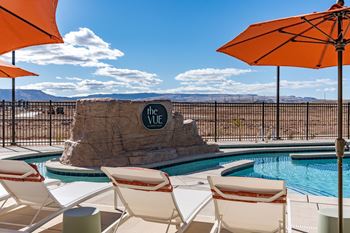Pool area with chairs